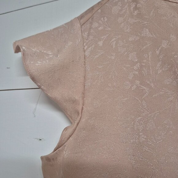Calvin Klein Womens Blush Pink Floral Jacquard Flutter Sleeve Blouse Size PS - Picture 3 of 7